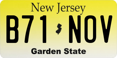 NJ license plate B71NOV