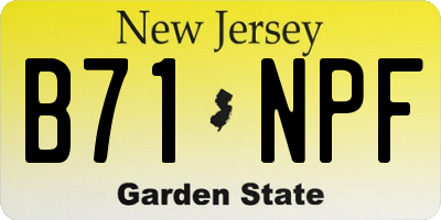 NJ license plate B71NPF