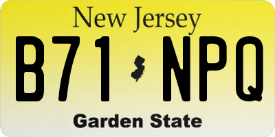NJ license plate B71NPQ
