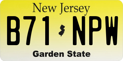 NJ license plate B71NPW