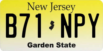 NJ license plate B71NPY