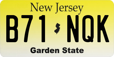 NJ license plate B71NQK