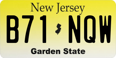 NJ license plate B71NQW