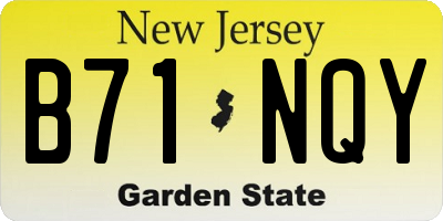 NJ license plate B71NQY