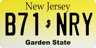 NJ license plate B71NRY