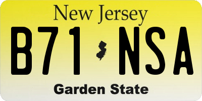 NJ license plate B71NSA
