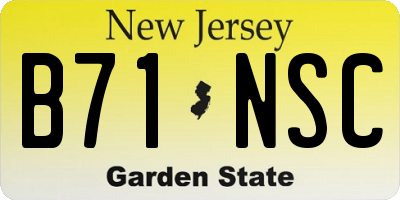 NJ license plate B71NSC