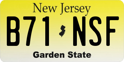 NJ license plate B71NSF