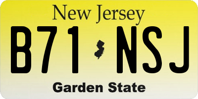 NJ license plate B71NSJ