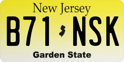 NJ license plate B71NSK