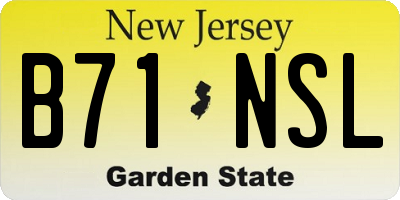 NJ license plate B71NSL