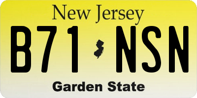 NJ license plate B71NSN