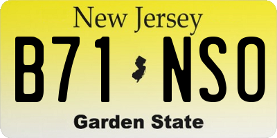NJ license plate B71NSO