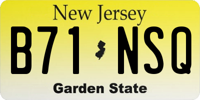 NJ license plate B71NSQ