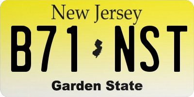 NJ license plate B71NST