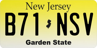 NJ license plate B71NSV