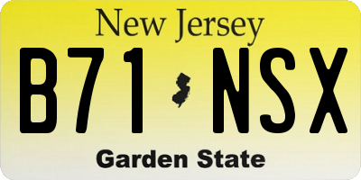 NJ license plate B71NSX