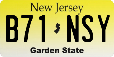 NJ license plate B71NSY
