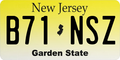 NJ license plate B71NSZ