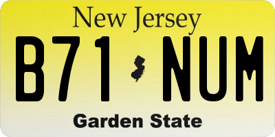 NJ license plate B71NUM