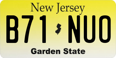 NJ license plate B71NUO