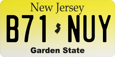 NJ license plate B71NUY