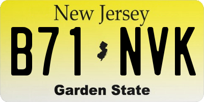 NJ license plate B71NVK
