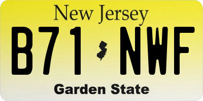 NJ license plate B71NWF