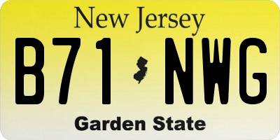 NJ license plate B71NWG