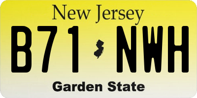 NJ license plate B71NWH