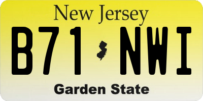 NJ license plate B71NWI
