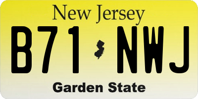 NJ license plate B71NWJ