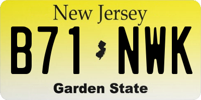 NJ license plate B71NWK