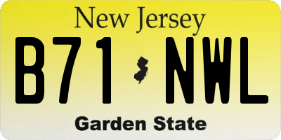 NJ license plate B71NWL