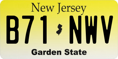 NJ license plate B71NWV