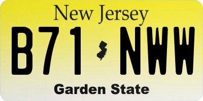 NJ license plate B71NWW