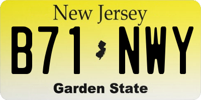 NJ license plate B71NWY