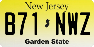 NJ license plate B71NWZ
