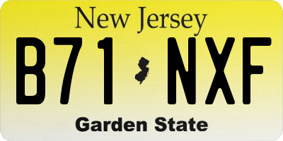 NJ license plate B71NXF