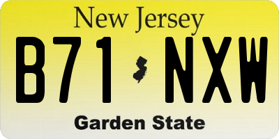 NJ license plate B71NXW