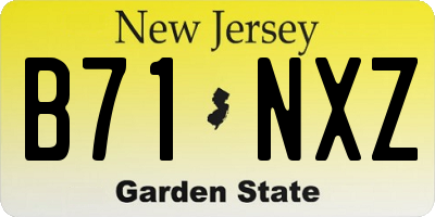 NJ license plate B71NXZ