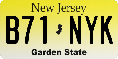 NJ license plate B71NYK