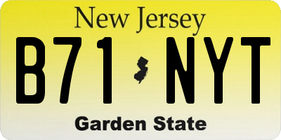 NJ license plate B71NYT