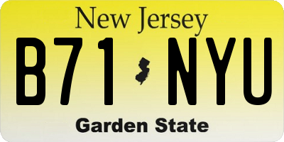 NJ license plate B71NYU