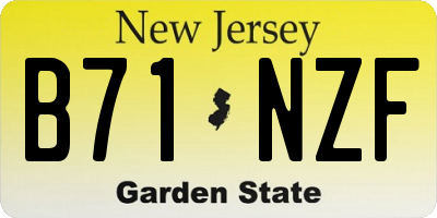 NJ license plate B71NZF