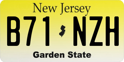 NJ license plate B71NZH