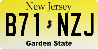 NJ license plate B71NZJ