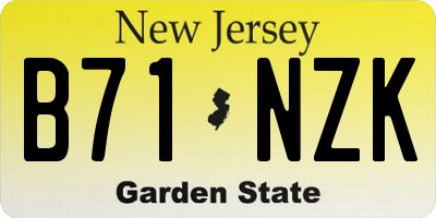 NJ license plate B71NZK