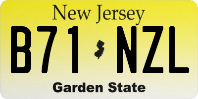 NJ license plate B71NZL