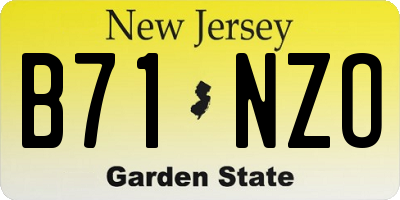 NJ license plate B71NZO